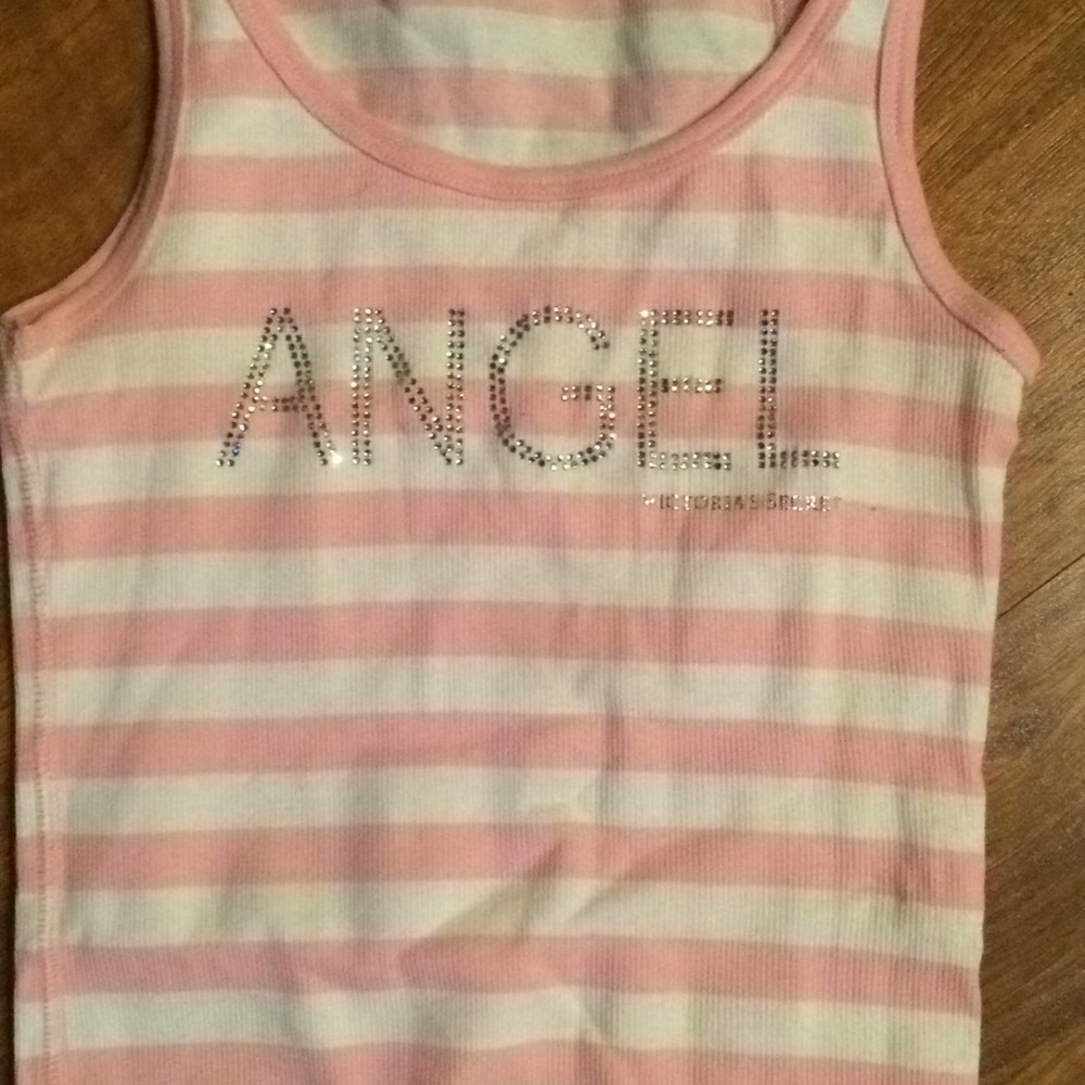 Victoria’s Secret Pink Striped Angel Sparkly Tank